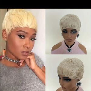 🆕👱🏽‍♂️Platinum Blonde Pixie Cut Short Wave Wig